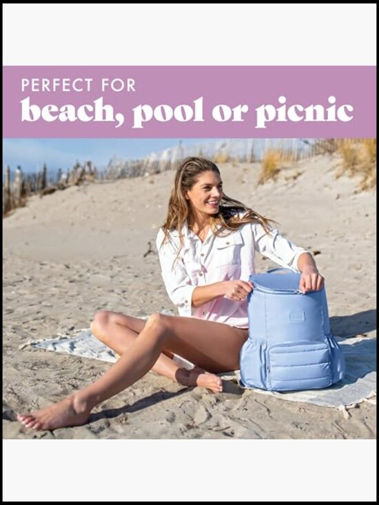Insulated Backpack Cooler Leak-Resistant 24 Can Beach Travel Bag with Padded